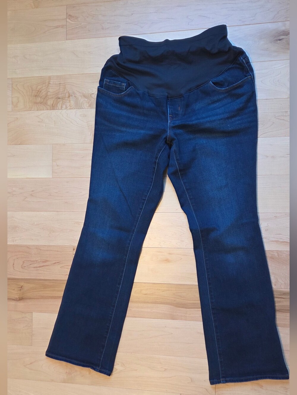 Old Navy Dark Blue Flare Maternity Jeans with Black Overband